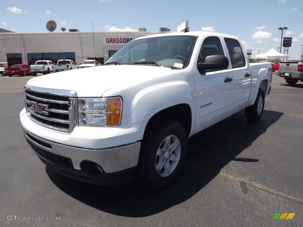 2012 Sierra 1500 SLE Crew Cab 4x4 - Summit White / Very Dark Cashmere/Light Cashmere photo #1