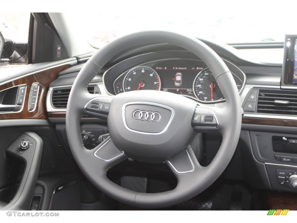 2013 Audi A6 3.0T quattro Sedan Black Steering Wheel Photo #68378424