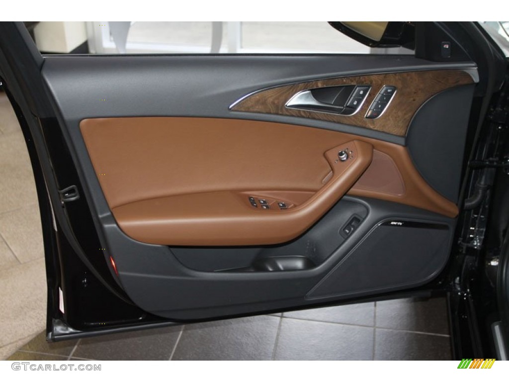 2013 Audi A6 3.0T quattro Sedan Nougat Brown Door Panel Photo #68378625