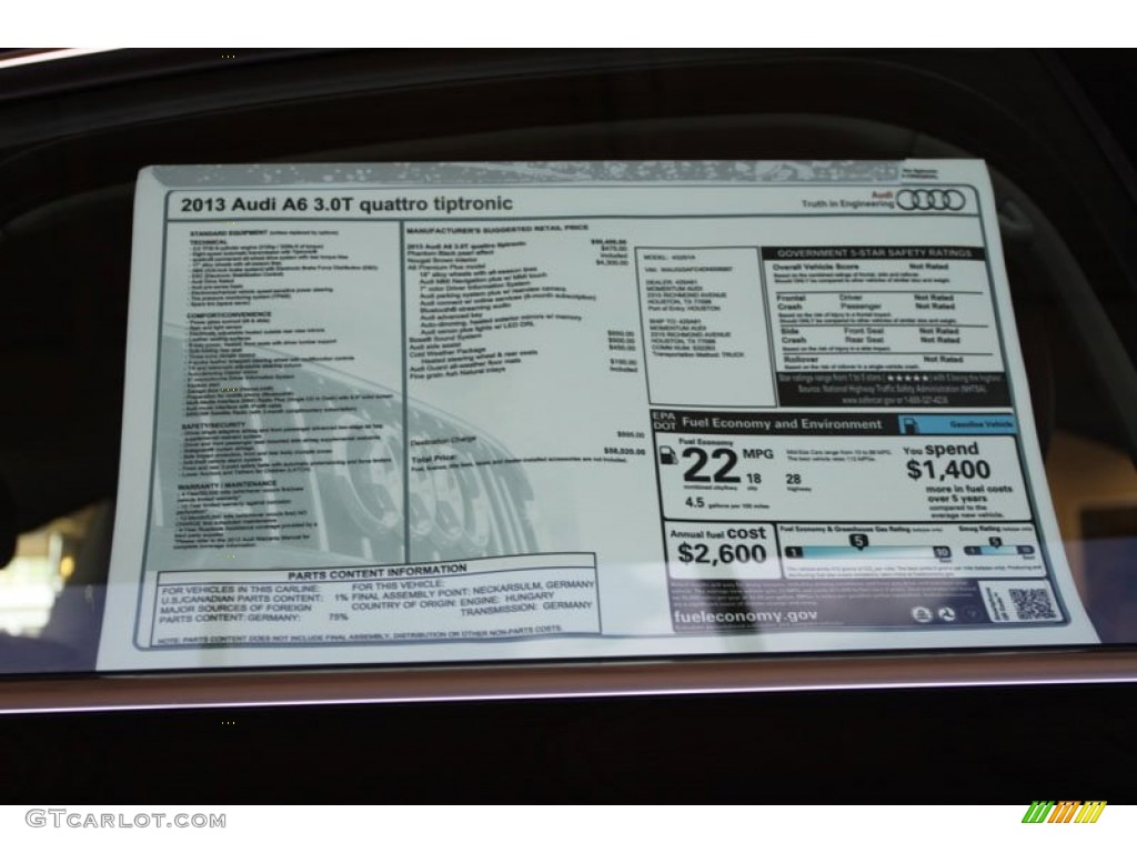 2013 A6 3.0T quattro Sedan - Phantom Black Pearl Effect / Nougat Brown photo #28