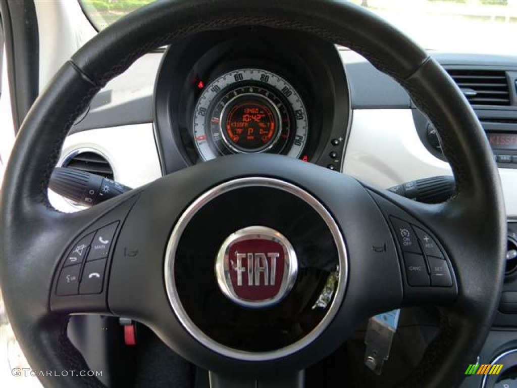 2012 Fiat 500 Pop Tessuto Grigio/Nero (Grey/Black) Steering Wheel Photo #68380209
