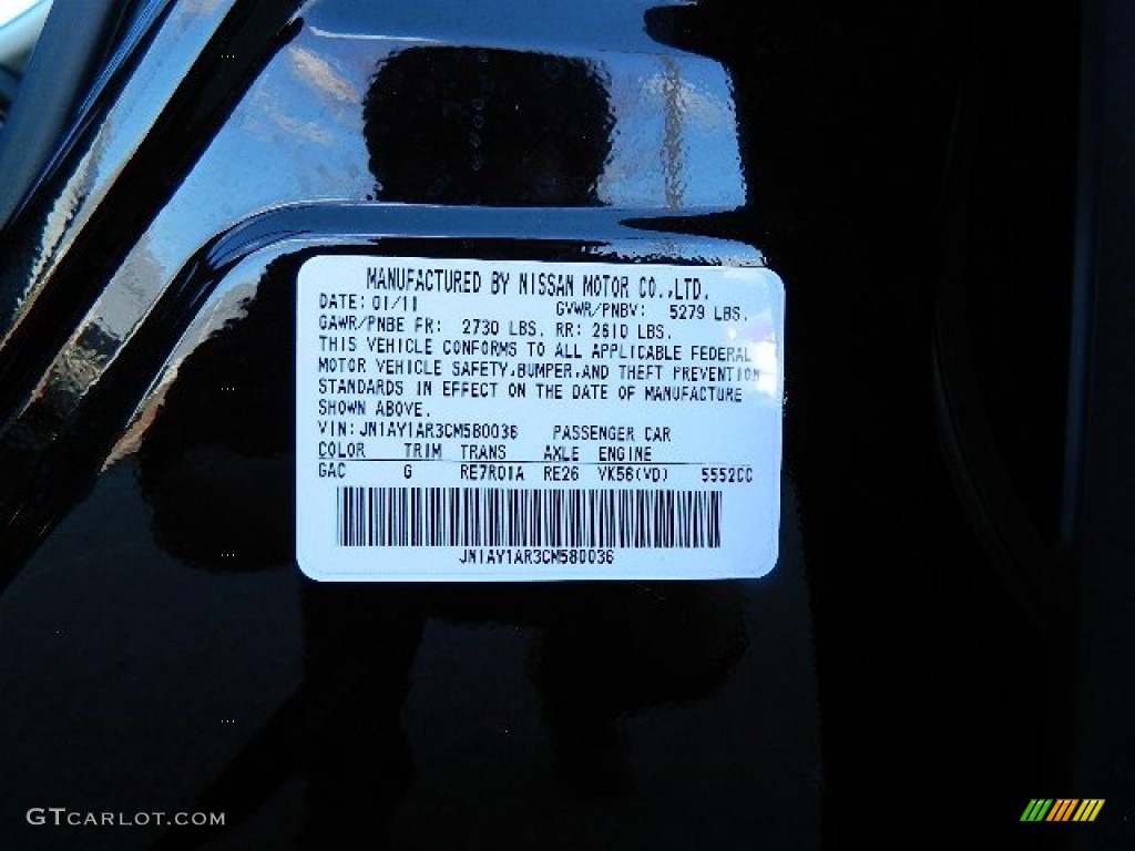 2012 Infiniti M 56x AWD Sedan Color Code Photos