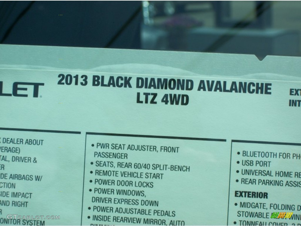 2013 Chevrolet Avalanche LTZ 4x4 Black Diamond Edition Window Sticker Photo #68387442