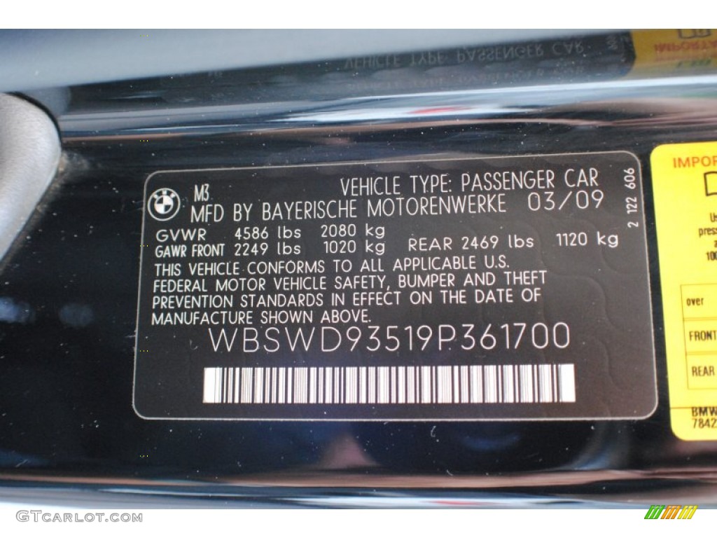 2009 BMW M3 Coupe Info Tag Photos