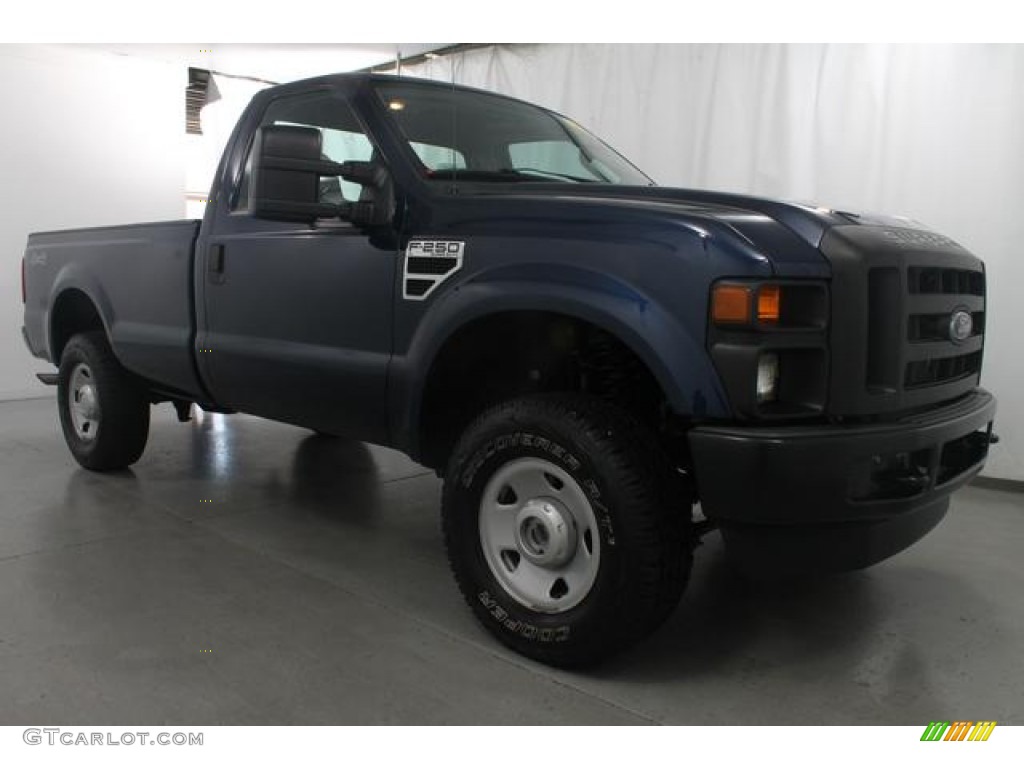 2009 F250 Super Duty XL Regular Cab 4x4 - Dark Blue Pearl Metallic / Medium Stone photo #3