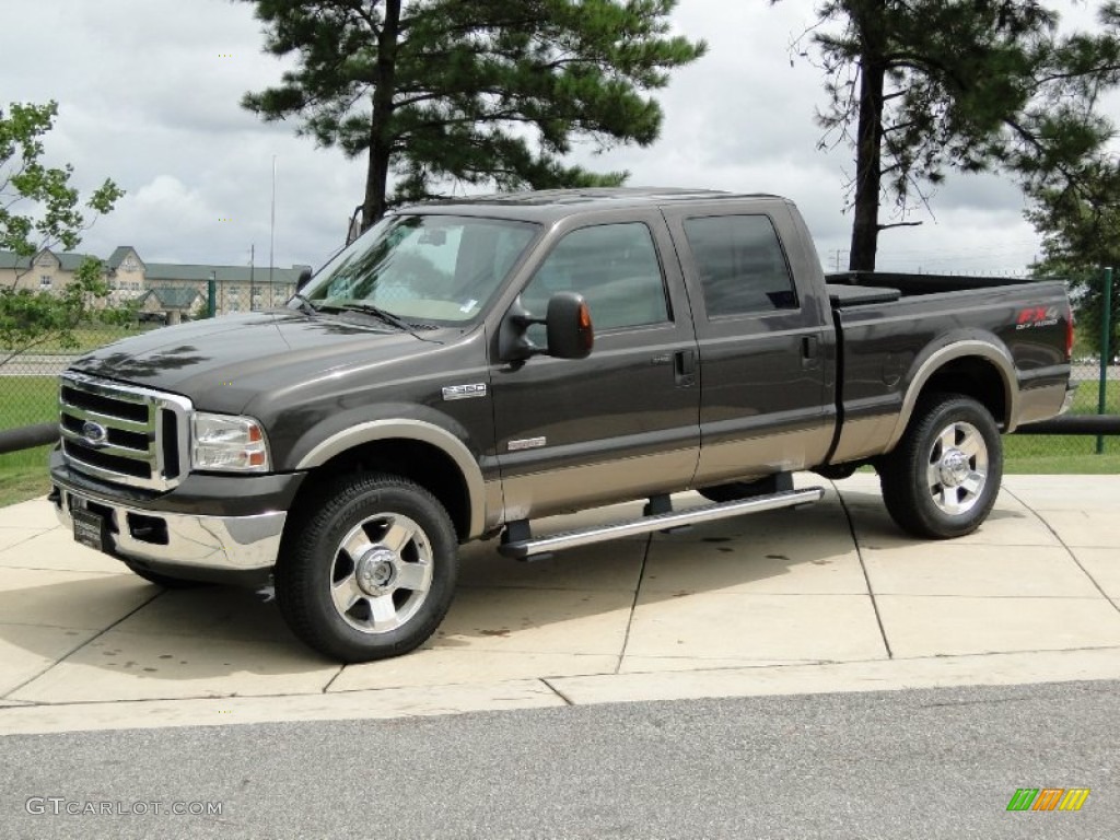 2007 F350 Super Duty Lariat Crew Cab 4x4 - Dark Shadow Grey Metallic / Tan photo #9