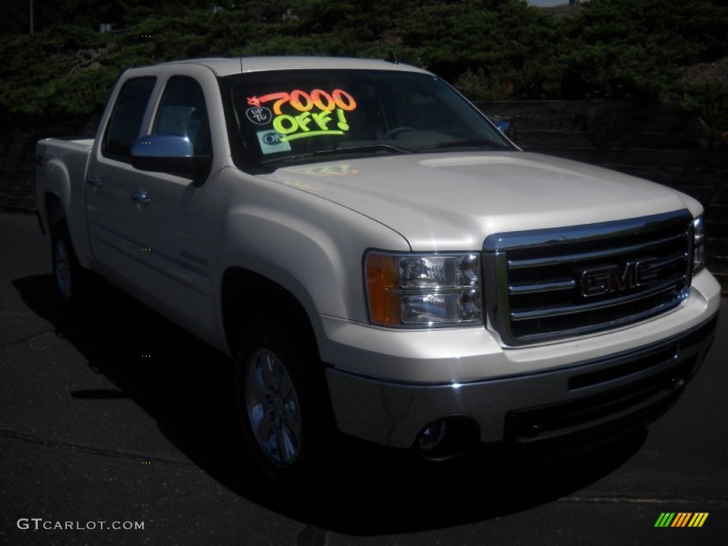 2012 Sierra 1500 SLE Crew Cab - Summit White / Dark Titanium/Light Titanium photo #1