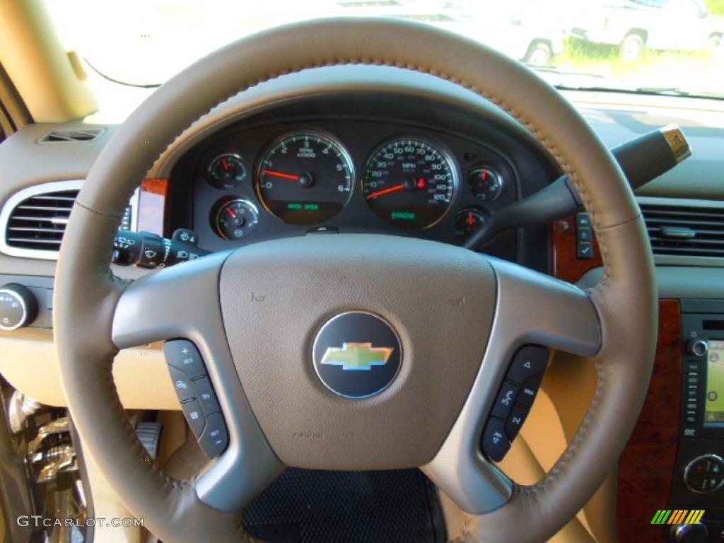 2013 Chevrolet Tahoe LTZ 4x4 Light Cashmere/Dark Cashmere Steering Wheel Photo #68403192