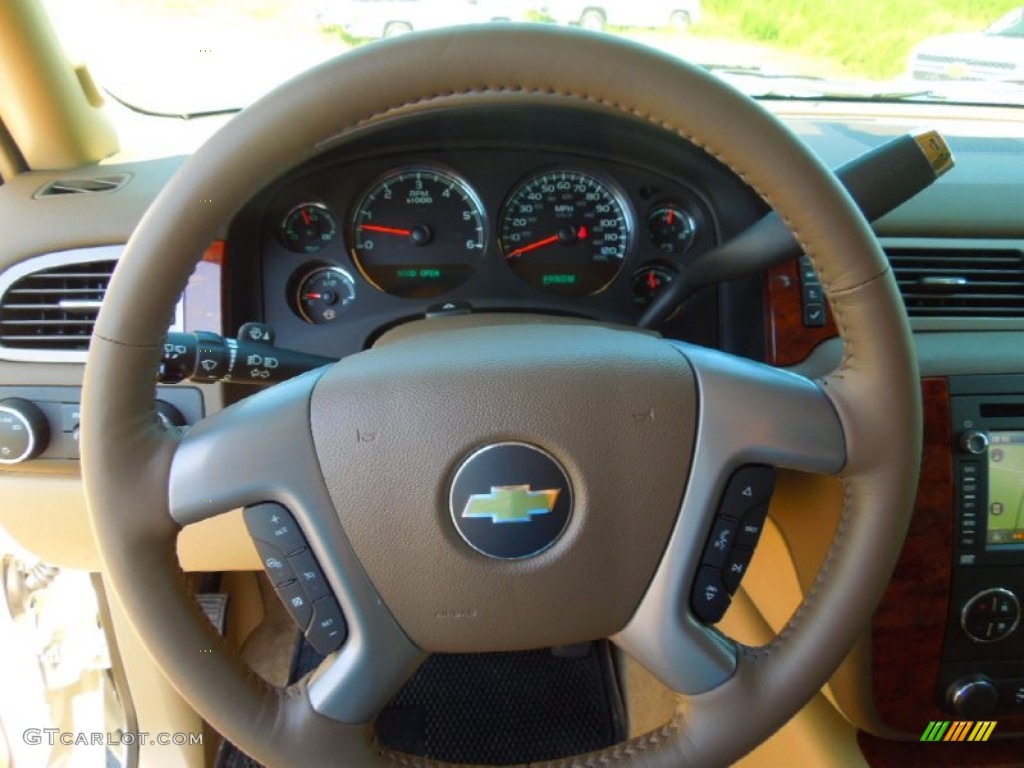2013 Chevrolet Tahoe LTZ 4x4 Light Cashmere/Dark Cashmere Steering Wheel Photo #68403285