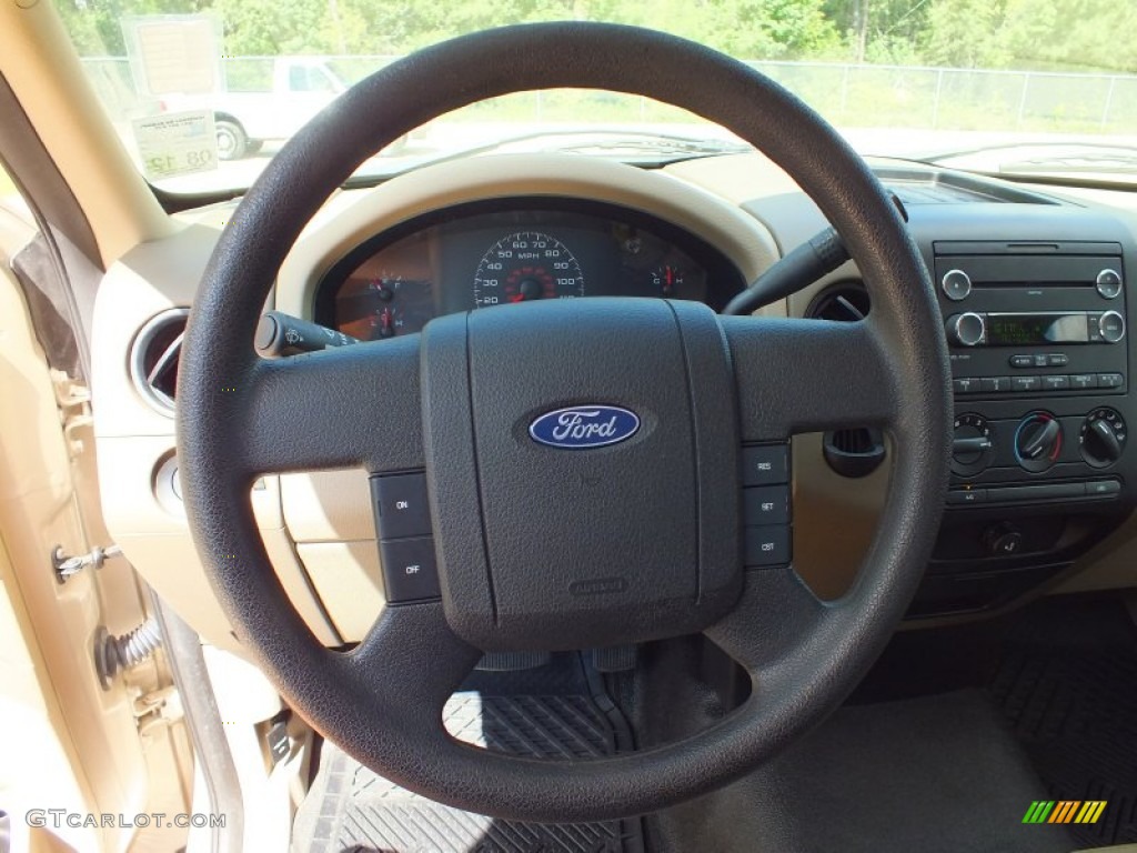 2008 Ford F150 XL Regular Cab Tan Steering Wheel Photo #68411509