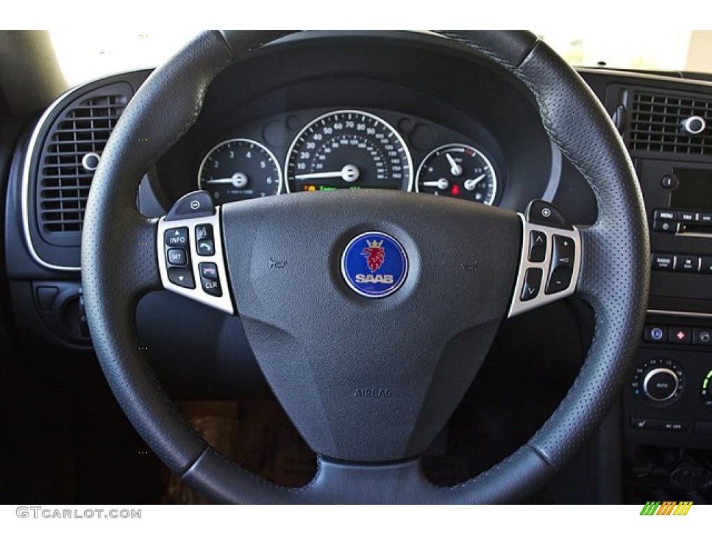 2010 Saab 9-3 2.0T Sport Sedan Black Steering Wheel Photo #68415771