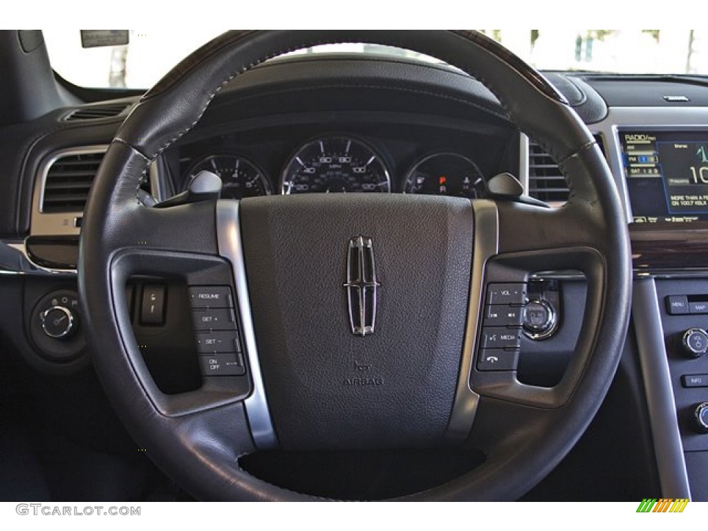 2010 Lincoln MKS AWD Charcoal Black/Fine Line Ebony Steering Wheel Photo #68416481
