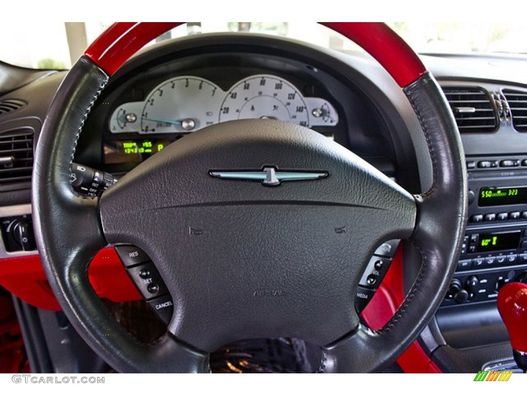 2002 Ford Thunderbird Premium Roadster Torch Red Steering Wheel Photo #68416901
