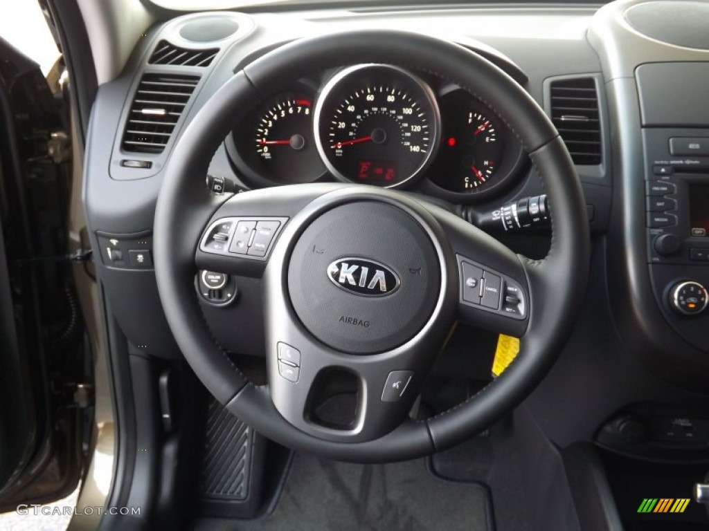 2013 Kia Soul + Black Soul Logo Cloth Steering Wheel Photo #68417009