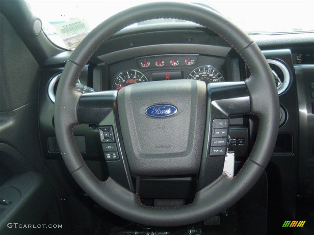 2012 Ford F150 FX2 SuperCrew FX Sport Appearance Black/Red Steering Wheel Photo #68421587