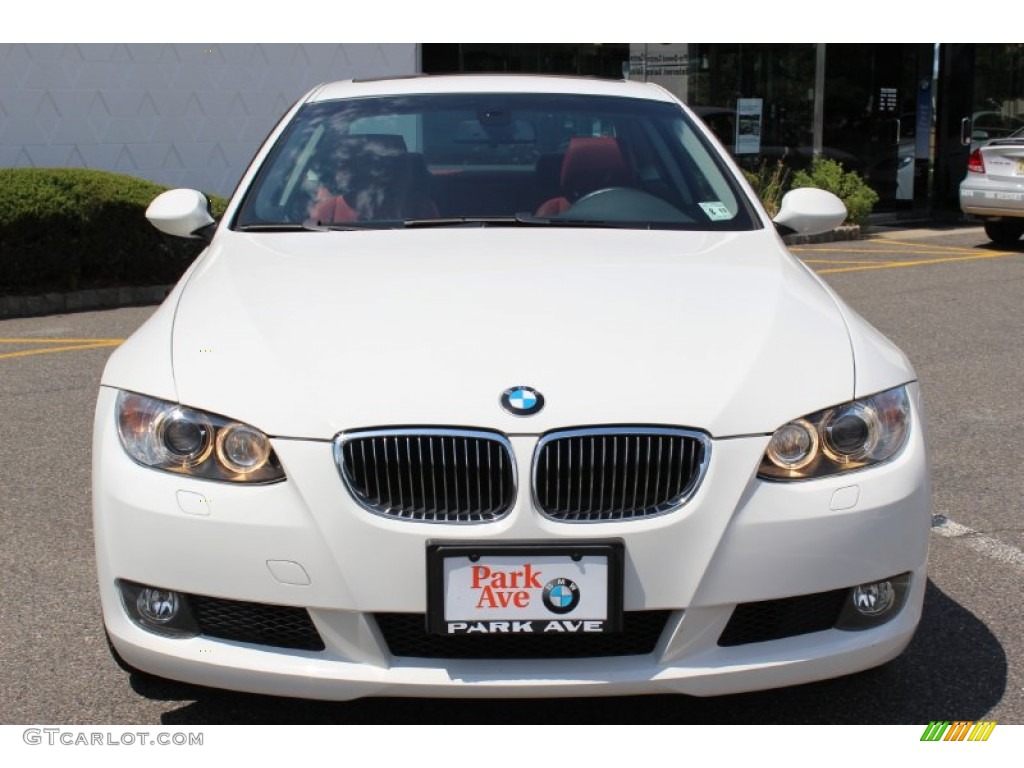 2009 3 Series 328xi Coupe - Alpine White / Coral Red/Black Dakota Leather photo #2