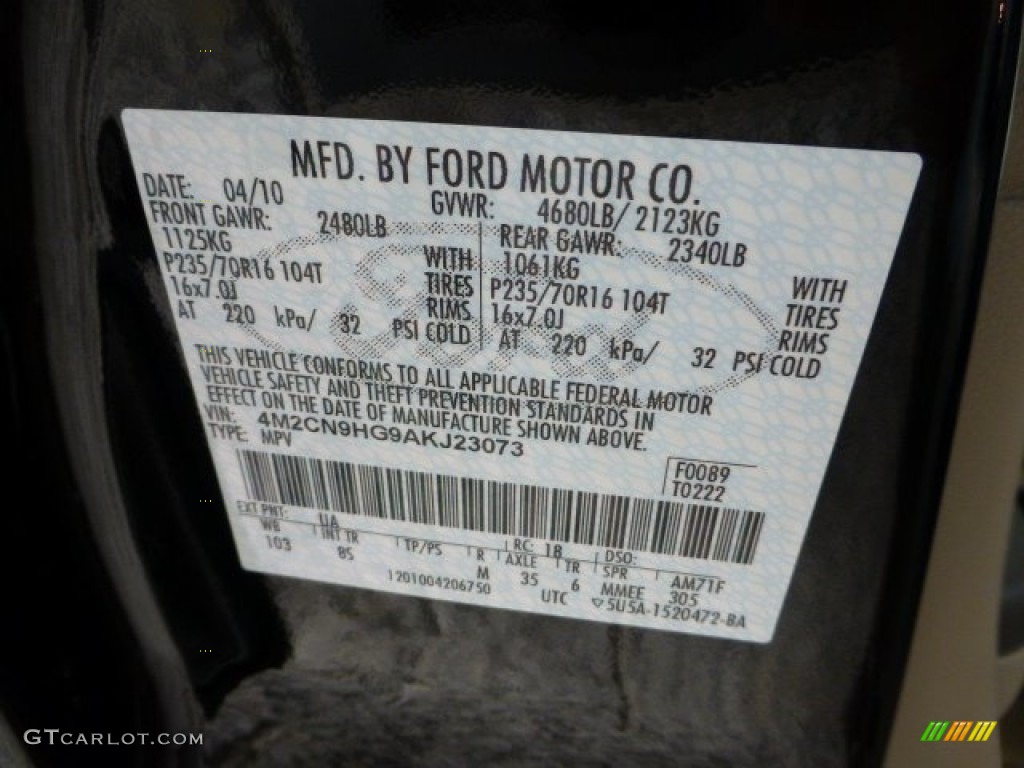 2010 Mariner Color Code UA for Black Photo #68426675