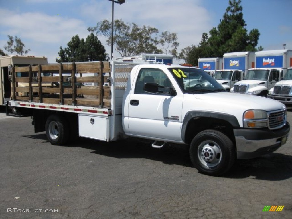 2002 Sierra 3500 SL Regular Cab Dually Flat Bed - Summit White / Graphite photo #1