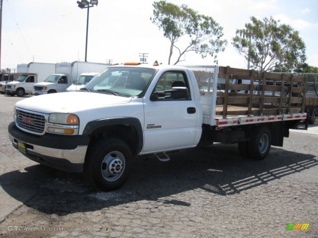 2002 Sierra 3500 SL Regular Cab Dually Flat Bed - Summit White / Graphite photo #3