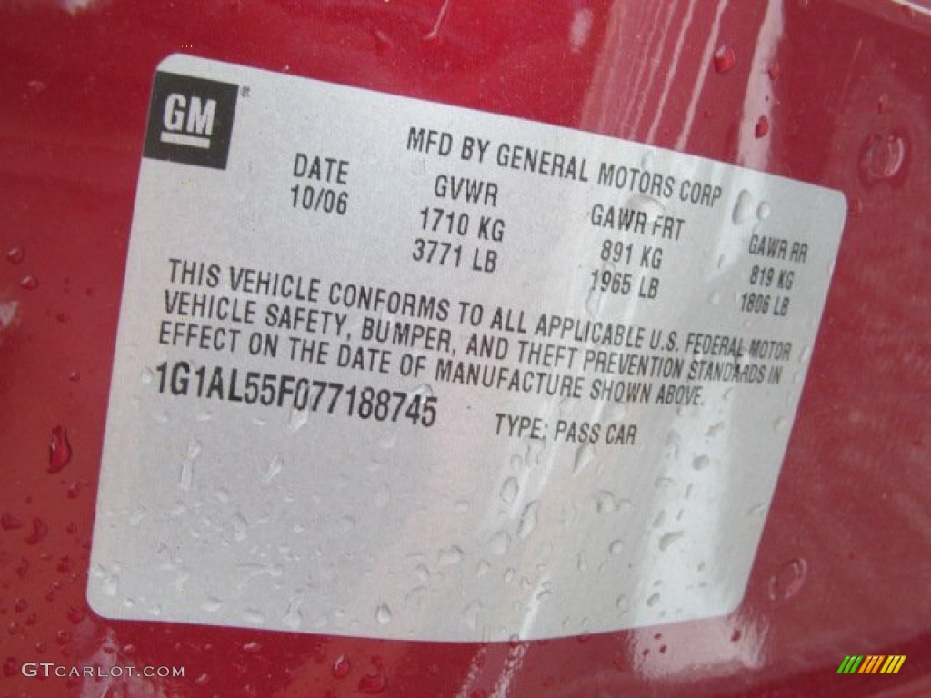 2007 Cobalt LT Sedan - Sport Red Tint Coat / Gray photo #24