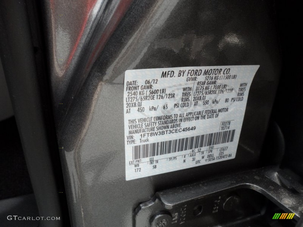 2012 F350 Super Duty Lariat Crew Cab 4x4 - Sterling Grey Metallic / Black photo #39