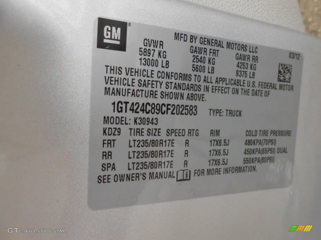 2012 Sierra 3500HD SLT Crew Cab 4x4 Dually - Quicksilver Metallic / Light Titanium photo #14