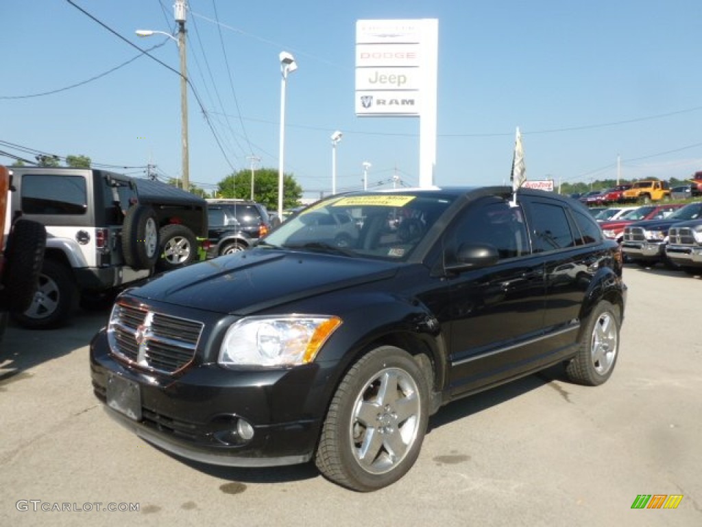 2009 Caliber R/T - Brilliant Black Crystal Pearl / Dark Slate Gray/Red photo #1