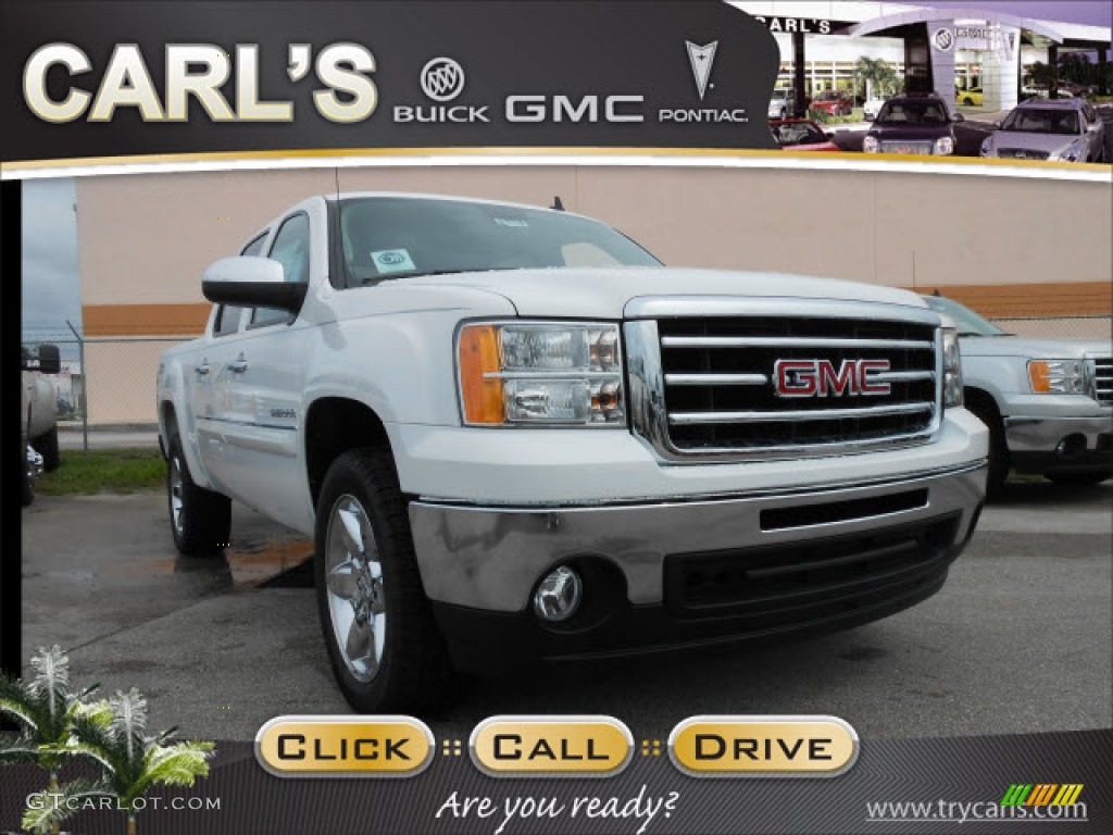 2012 Sierra 1500 SLE Crew Cab - Summit White / Ebony photo #1