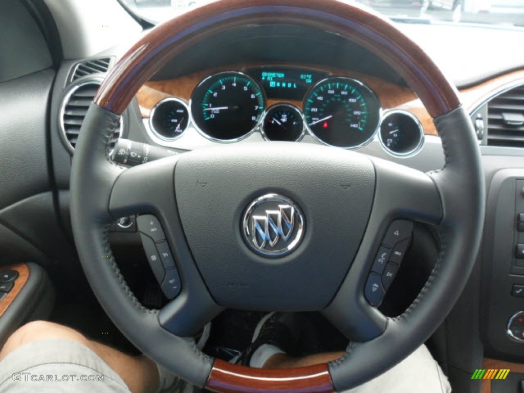 2012 Buick Enclave FWD Ebony Steering Wheel Photo #68448398