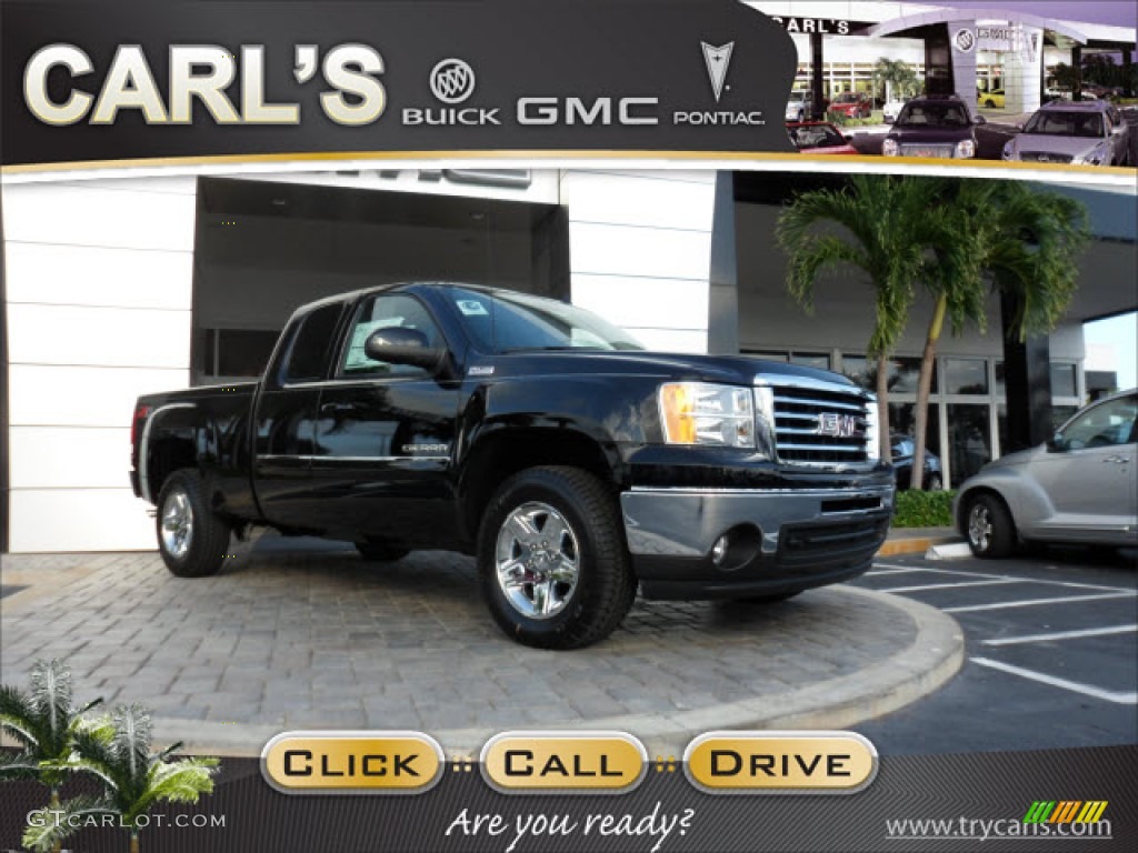 2012 Sierra 1500 SLE Extended Cab 4x4 - Onyx Black / Ebony photo #1