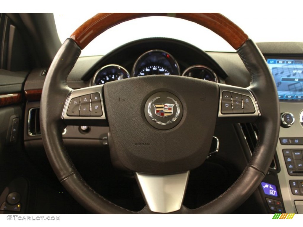 2011 Cadillac CTS 4 AWD Coupe Ebony Steering Wheel Photo #68459555