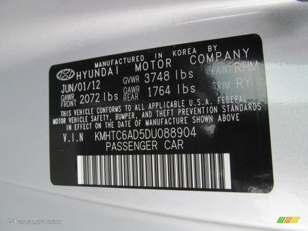 2013 Veloster Color Code RHM for Ironman Silver Photo #68460653
