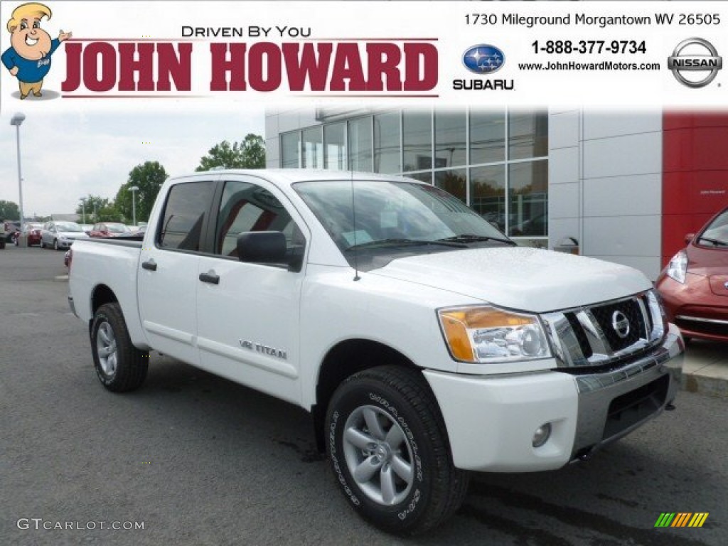 2012 Titan SV Crew Cab 4x4 - Blizzard White / Almond photo #1