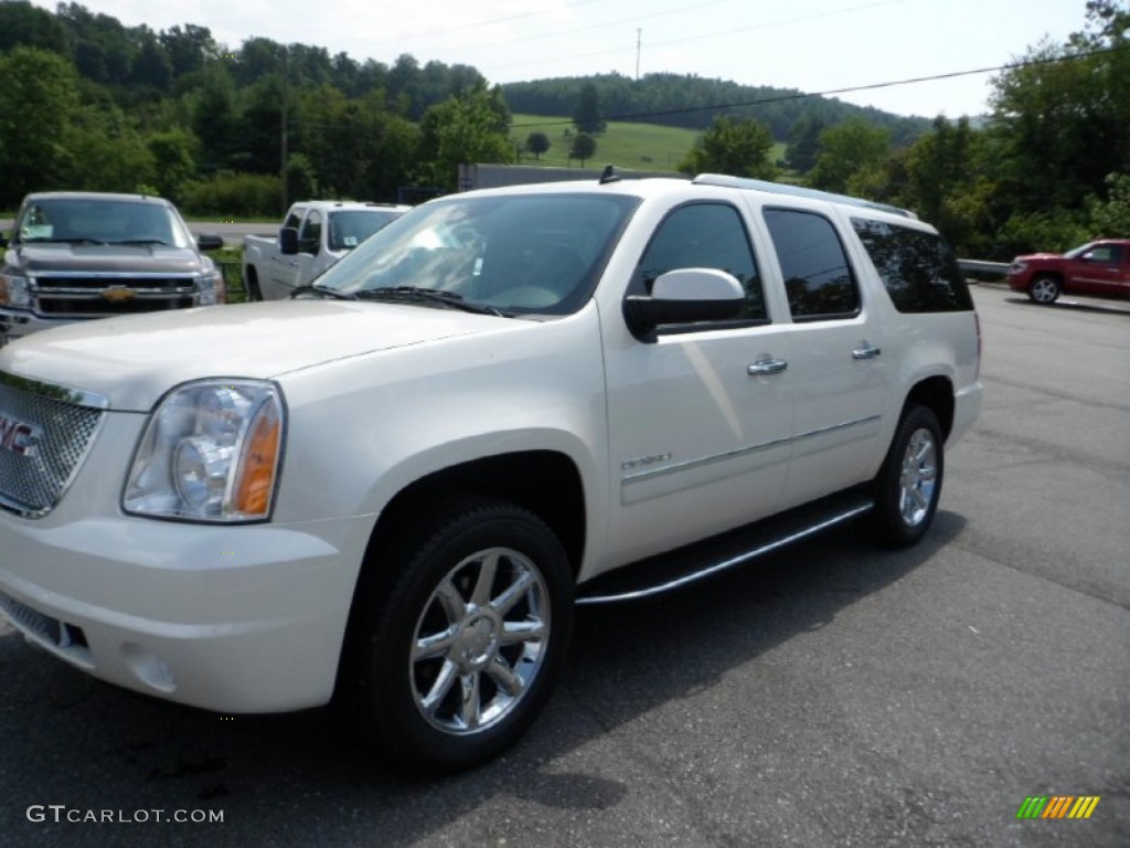 2013 Yukon XL Denali AWD - White Diamond Tricoat / Cocoa/Light Cashmere photo #4