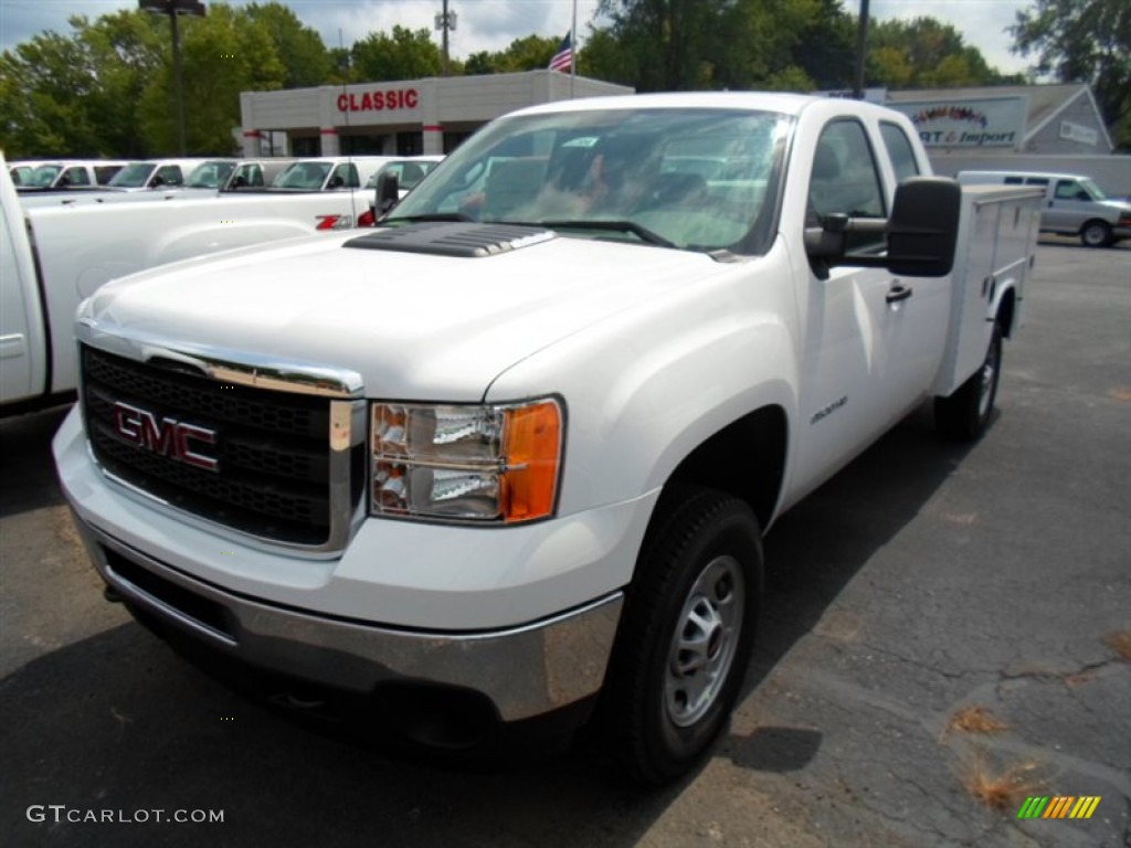 2012 Sierra 2500HD Extended Cab 4x4 Utility Truck - Summit White / Dark Titanium photo #1