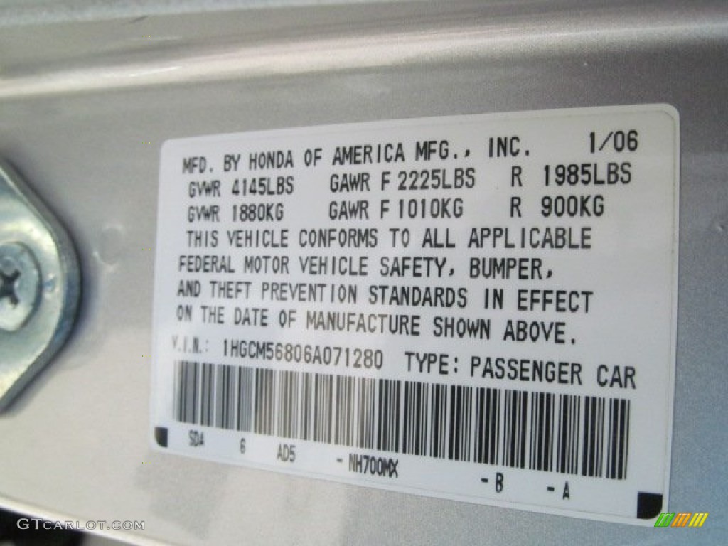 2006 Accord EX-L Sedan - Alabaster Silver Metallic / Gray photo #19