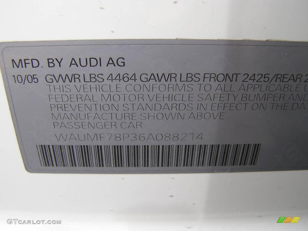 2006 A3 2.0T - Arctic White / Black photo #19