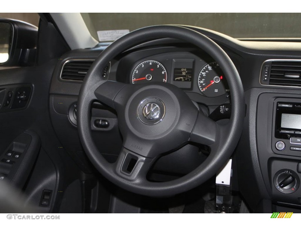 2013 Volkswagen Jetta S Sedan Titan Black Steering Wheel Photo #68480075
