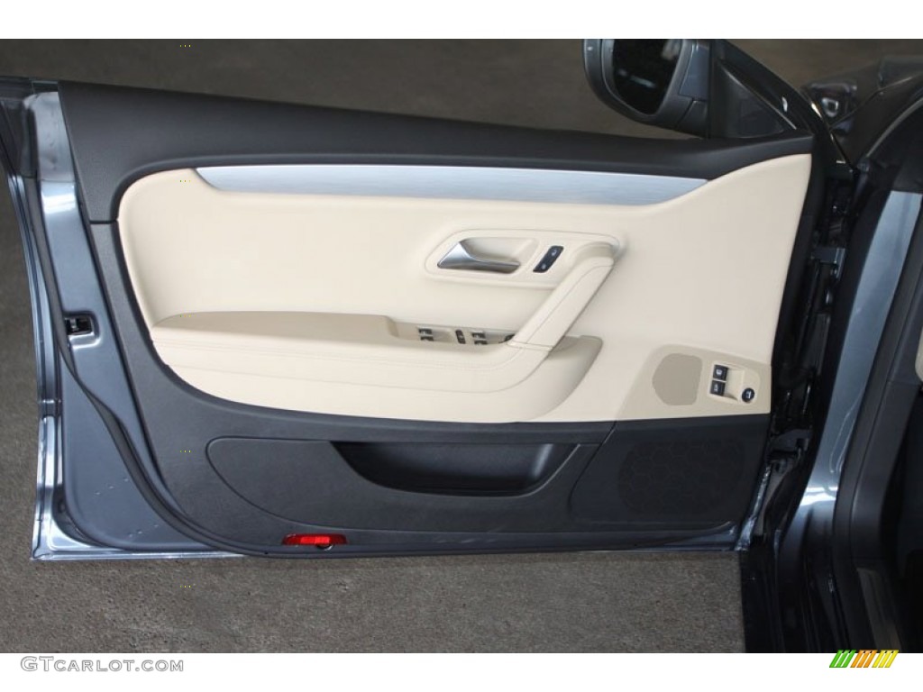 2013 Volkswagen CC Sport Plus Desert Beige/Black Door Panel Photo #68480266