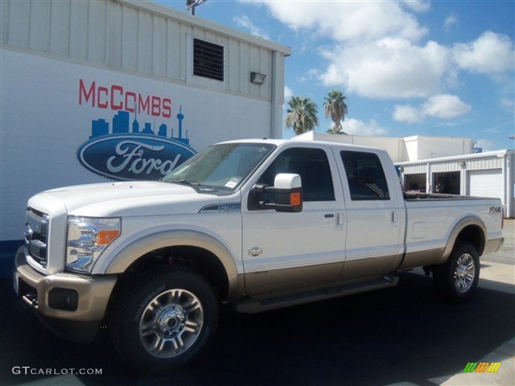 2012 F350 Super Duty King Ranch Crew Cab 4x4 - White Platinum Metallic Tri-Coat / Chaparral Leather photo #1