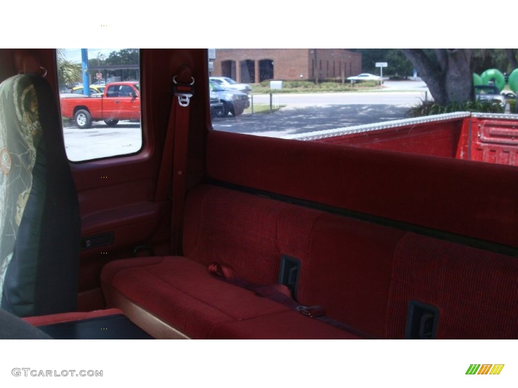 Red Interior 1996 Ford F250 XLT Extended Cab Photo #68485867