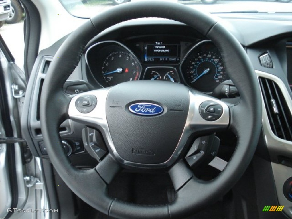 2012 Ford Focus SEL Sedan Charcoal Black Steering Wheel Photo #68488264