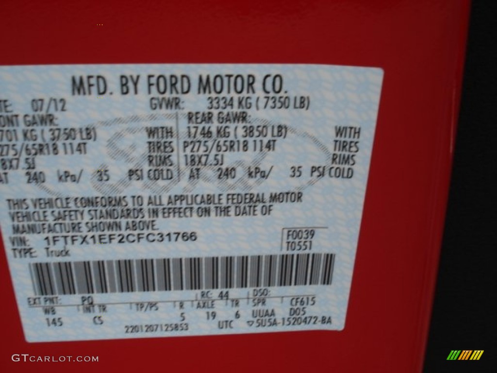 2012 F150 STX SuperCab 4x4 - Race Red / Steel Gray photo #20