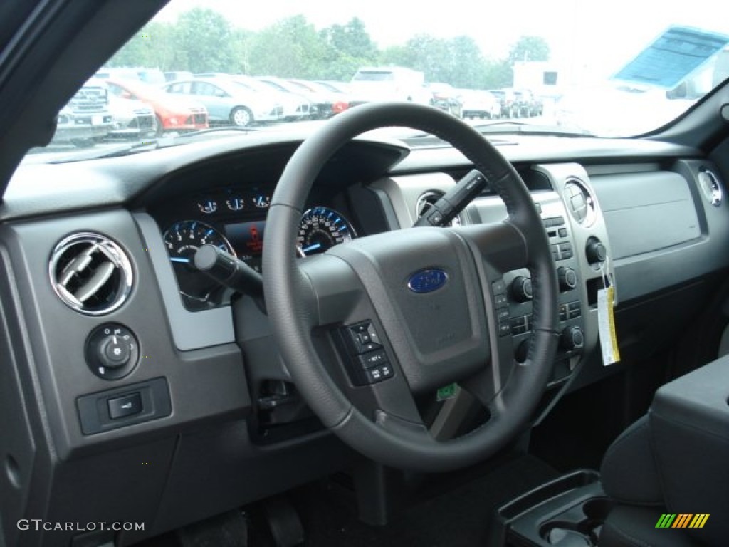 2012 Ford F150 XLT SuperCab 4x4 Black Steering Wheel Photo #68489047