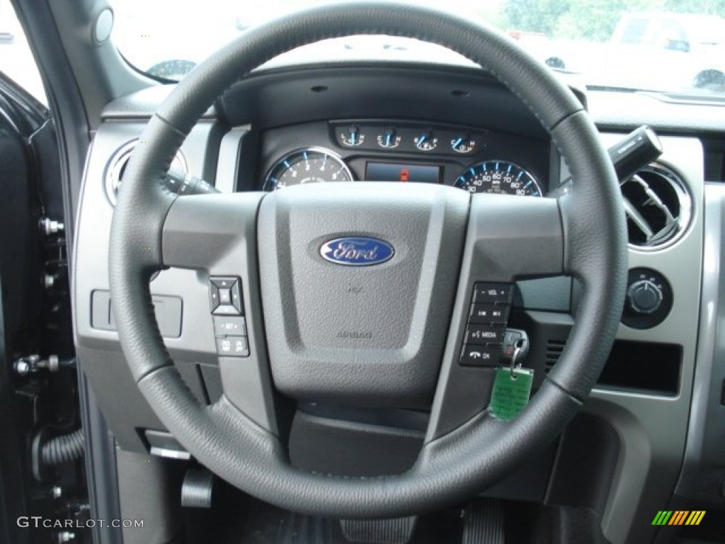 2012 Ford F150 XLT SuperCab 4x4 Black Steering Wheel Photo #68489107
