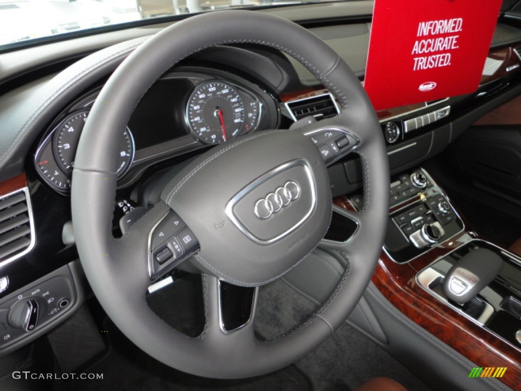 2013 Audi A8 L 3.0T quattro Nougat Brown Steering Wheel Photo #68492659