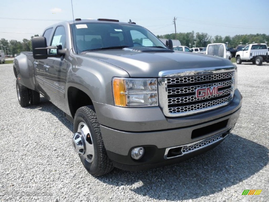 Steel Gray Metallic 2013 GMC Sierra 3500HD Denali Crew Cab 4x4 Dually Exterior Photo #68493280