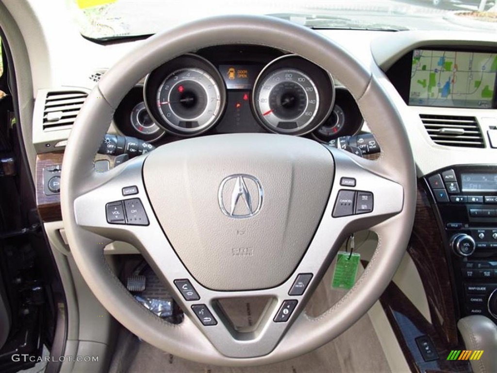2010 Acura MDX Technology Taupe Gray Steering Wheel Photo #68496277