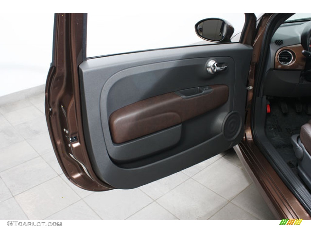 2012 Fiat 500 Sport Sport Tessuto Marrone/Nero (Brown/Black) Door Panel Photo #68499604