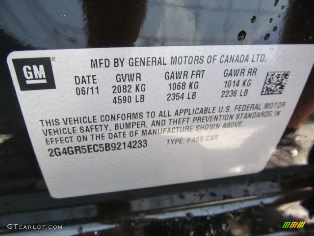2011 Buick Regal CXL Info Tag Photo #68502082